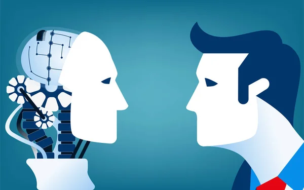 İnsanlar vs robotlar. Kavram iş illüstrasyon