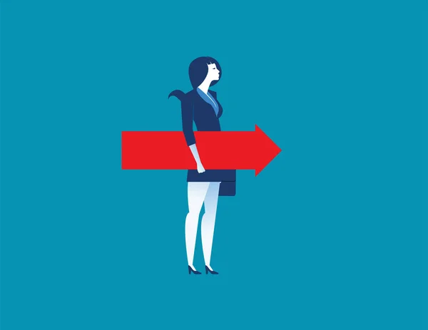 Femme d'affaires tenant la flèche rouge — Image vectorielle