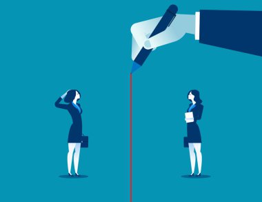 Kırmızı çizgi ayrılık meslektaşları resim Yöneticisi. Concep