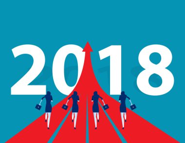 2018 için çalışan iş adamları. Kavram iş başarı vektör