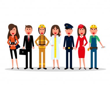 İşçi Bayramı. İnsanlar üzerinde karakter farklı meslek grubu bir