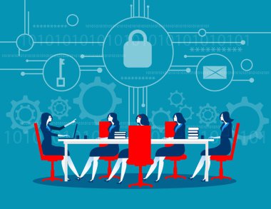 Cyber security. Business meeting security. Concept business tech clipart
