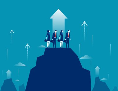 İş büyüme. Dağ tepe succe için iş takım ayakta