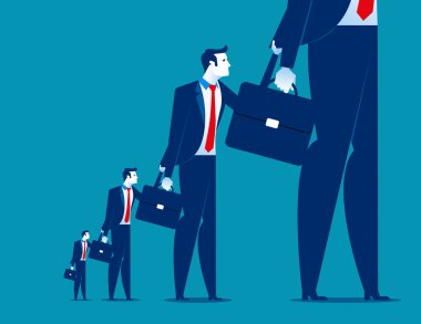 İşadamı diğerine asılı. Kavram iş vektör.