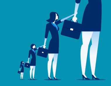 İşkadını diğerine asılı. Kavram iş vektör.