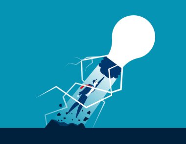 İşadamı itme ampul. Kavram iş fikirleri illus vektör