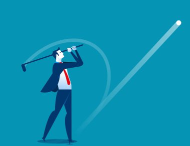 Golfçü sonrası Swing. İşadamları golf oynuyorum. Kavram iş vecto