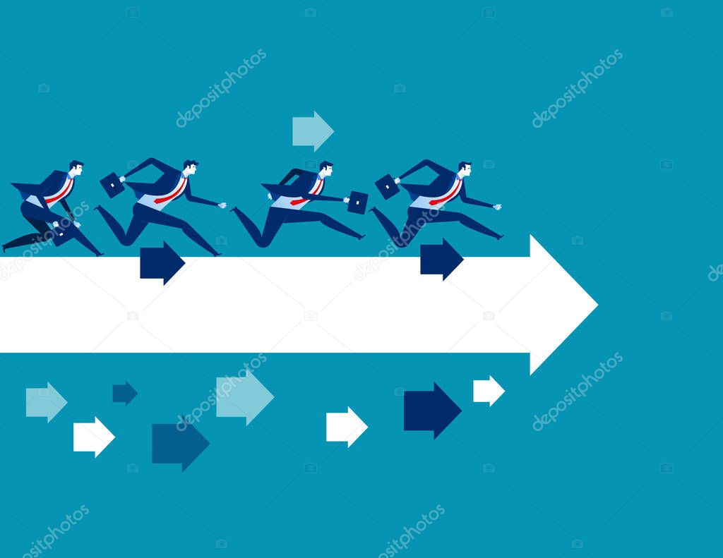 Businessman running toward. Concept business vector illustration