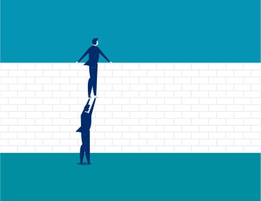 Tırmanma işadamları. Kavram iş takım vektör.