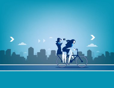 İş başarı için binicilik bisiklet takım. Kavram iş vecto