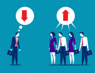 İş adamları yukarı ve aşağı ok TH ile belirtmiş