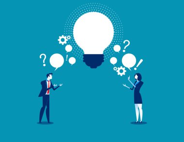 Soru ve fikir alışverişi iş kişi. Kavram iş v