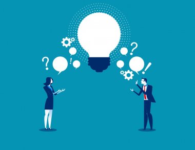 Soru ve fikir alışverişi iş kişi. Kavram iş v