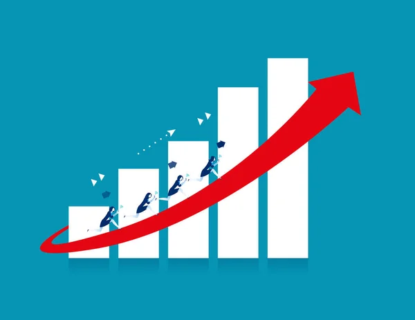Geschäftsfrau läuft auf rotem Pfeil. Konzept Geschäftsvektor illu — Stockvektor