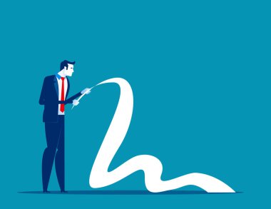 İşadamı uzun kağıt listesini okuyor. İş vektörünü kavra, Do