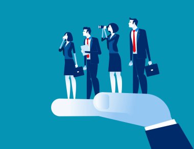 İş ekibi avucunun içinde duruyor. İş vektörünü kavra