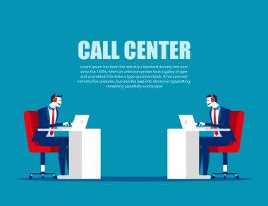 Cartoon characters for call center. Concept business vector, Onl