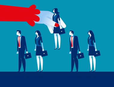 Elle seçilen iş adamı, kavramsal iş vektörü, askere alma