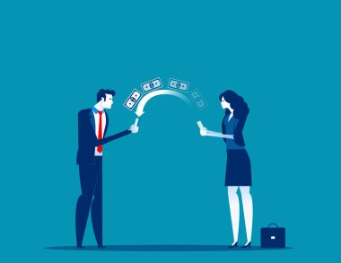 Business people transfer money with smartphone. Concept business