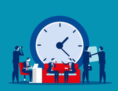 Zaman yönetimi, konsept iş vektörü, saat, ofis ekibi wo