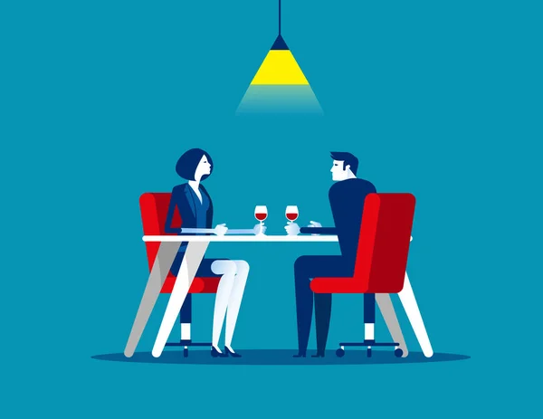Zakelijke bijeenkomst in restaurant. Concept business vector, Paar, — Stockvector