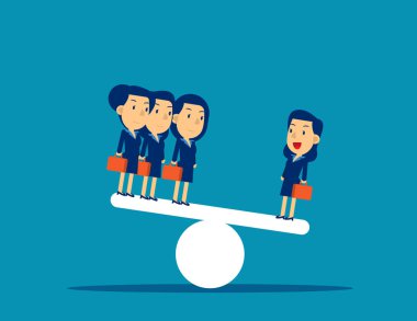 İş ekibi tahterevallide. Konsept iş vektör illüstrasyonu, C