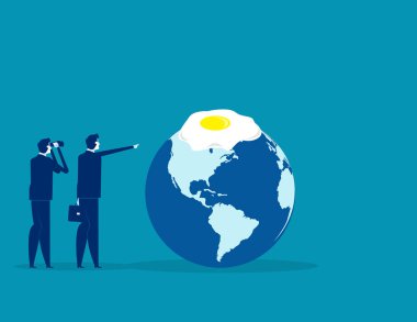 Küresel ısınma İş vektör illüstrasyonunu kavra, yumurta kızartma