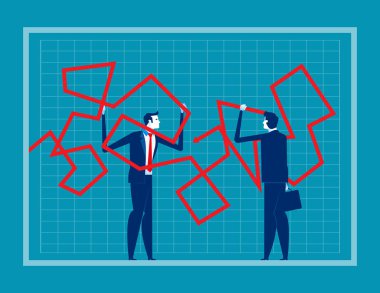 İş adamları çizelgeyi değiştirmeye çalışıyor. Konsept iş ve