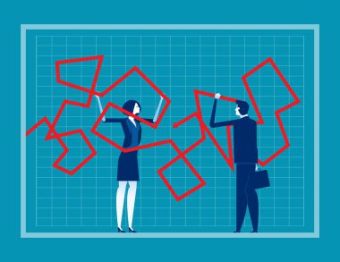 İş adamları çizelgeyi değiştirmeye çalışıyor. Konsept iş ve