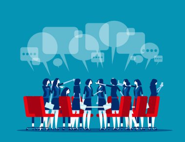 Toplantı, tartışma, dinleme ve konuşmanın vektör illüstrasyonu