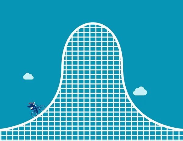 Geschäftsmann auf Achterbahnfahrt. Konzept Geschäftsvektor veranschaulichen — Stockvektor