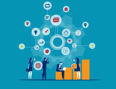 İş finansmanı ekip çalışması ve analiz. İş vektörünü kavra 