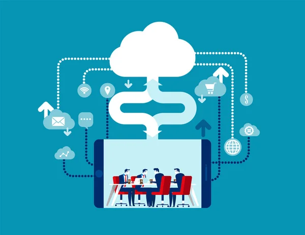 Cloud Computing. Illustration vectorielle métier concept, Contact , — Image vectorielle