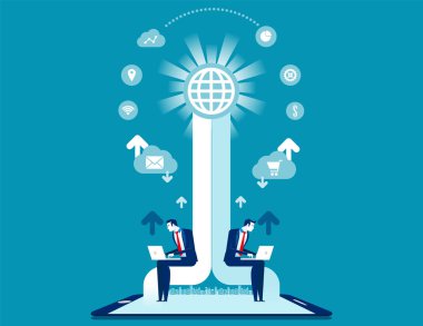 İş ekibi ve iletişim. İş vektörü illüstrasyonunu kavra