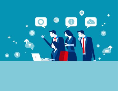 İş dijital pazarlama ekibi. İş vektörü illüstrasyonunu kavra