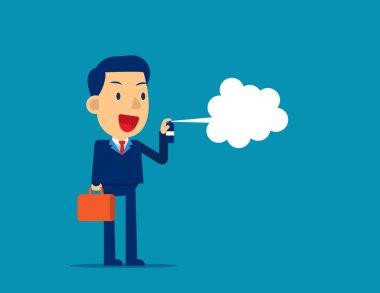 İş adamı dezenfekte ediyor. Konsept ofis vektörü çizimi