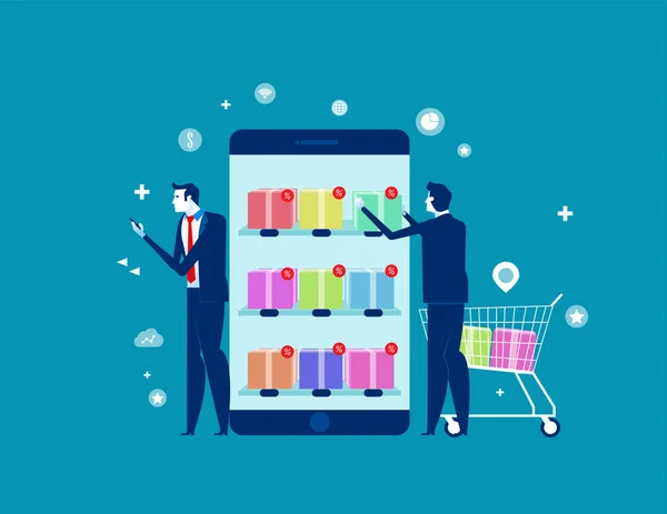 Business person buy online shop. Concept business vector illustr — 스톡 벡터