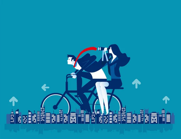 Büromenschen, die Fahrrad fahren, leben gesund. Konzeptgeschäft — Stockvektor
