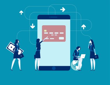 Cep telefonu ödeme servisi. Konsept iş vektörü illüstrasyonu, İnternet, İnternet, Ağ
