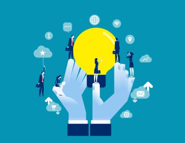 Yaratıcı Fikir Paylaşımını teşvik et. Konsept iş vektörü illüstrasyonu, Beyin Fırtınası, İlham, Hayal gücü.