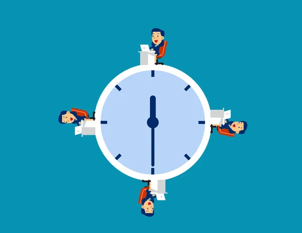 Business Team Working Time Concept Business Time Vector Illustration Flat — 스톡 벡터