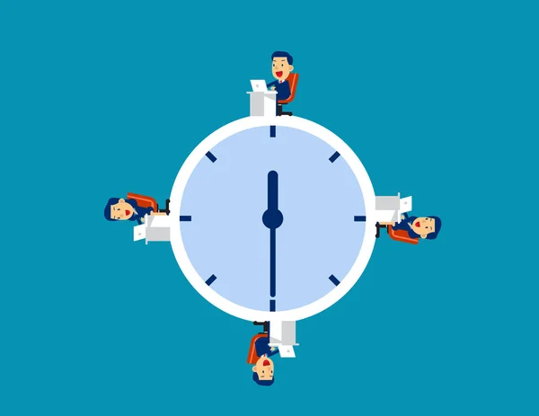 Business Team Working Time Concept Business Time Vector Illustration Flat — 스톡 벡터