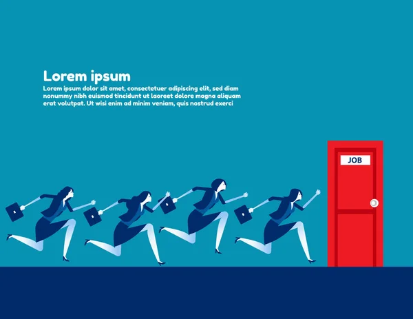 People Running Job Door Concept Business Vector Illustration Teamwork Competition — 스톡 벡터