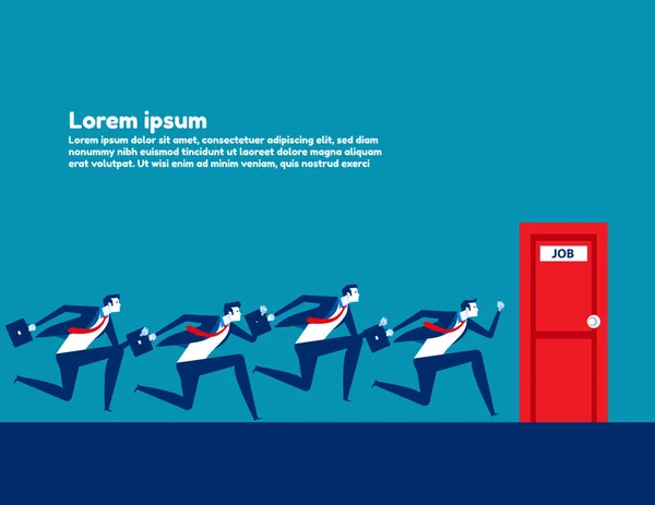People Running Job Door Concept Business Vector Illustration Teamwork Competition — 스톡 벡터