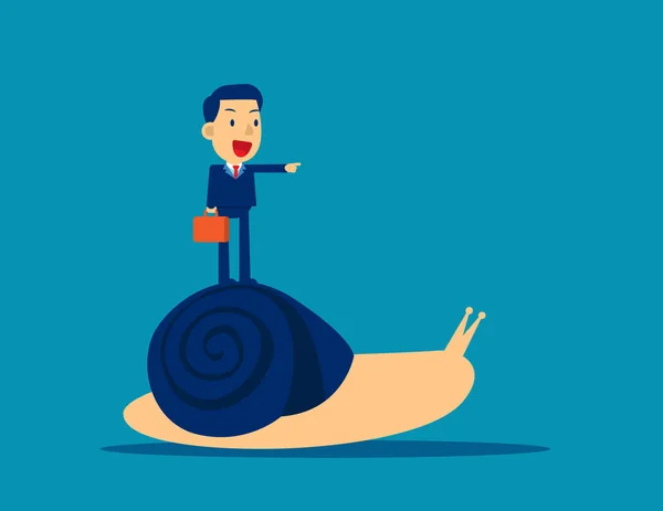 Business Ride Snail Pointing Success Concept Business Animal Vector Illustration — 스톡 벡터