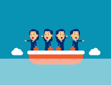 Farklı yönleri gösteren sevimli insanlar. Konsept iş seçimi vektör illüstrasyonu, Kid düz iş karakteri tasarımı.