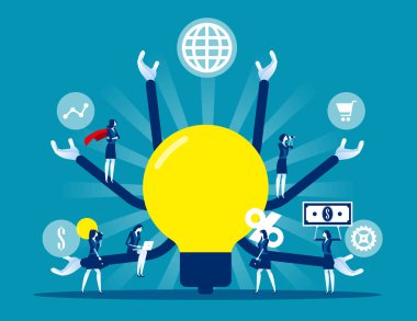 Başarı ve ilerleme için takım çalışması strateji liderliği. Konsept iş vektörü illüstrasyonu, Proje yönetimi, Yatırım analizi.