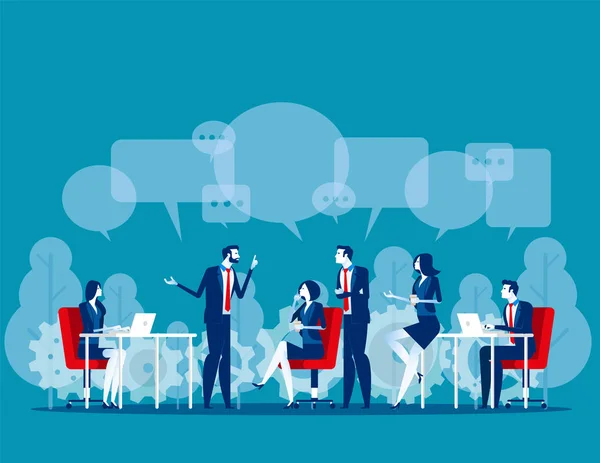 Empresários Falam Conceito Vetor Negócios Ilustração Discussão Comunicação Brainstorming — Vetor de Stock