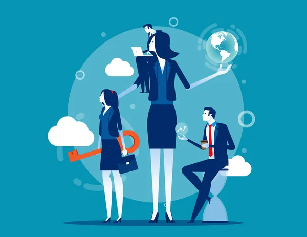 İş dünyasının lideri. Konsept iş takım çalışması vektör çizimi, Ofis grubu, Şirket