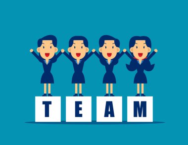 Çocuk ofisi takım çalışması. İş kavramları vektör illüstrasyonuna, ellere, düz iş karikatürüne katılır.